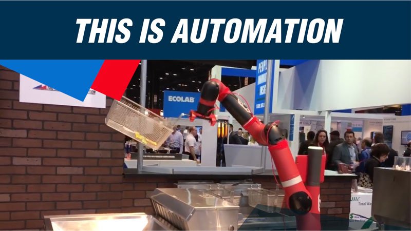 Automated robot frying food banner