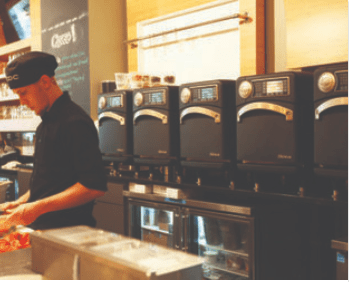 Turbochef rapid cook ovens in a coffee shop