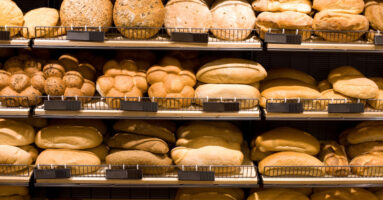 Shelves full of artesian bread