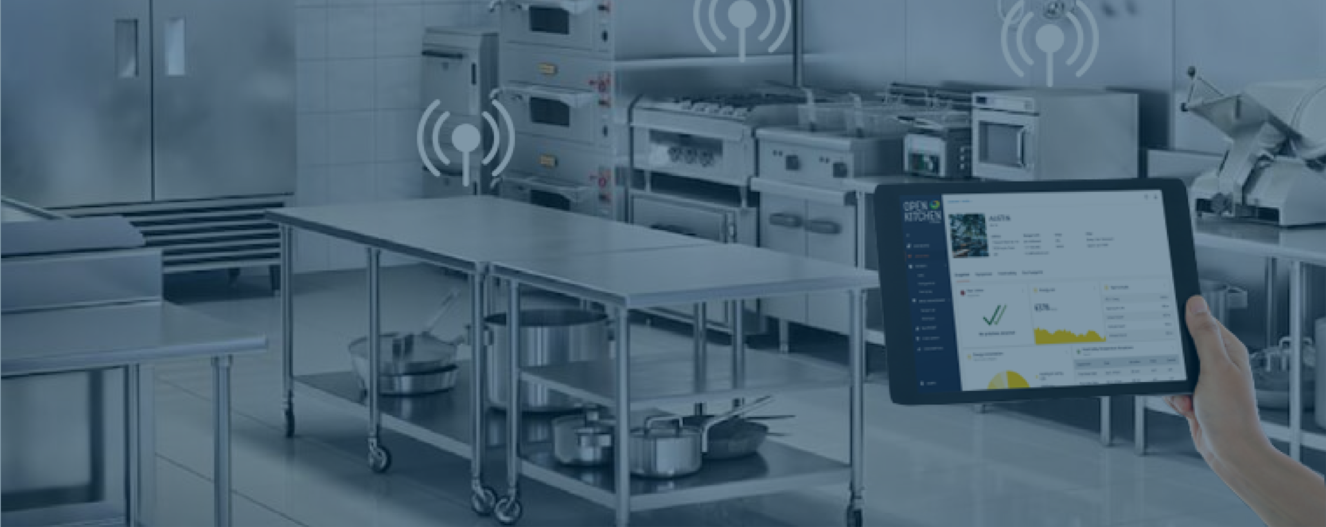 Banner showing how a kitchen can be connected and monitored remotely