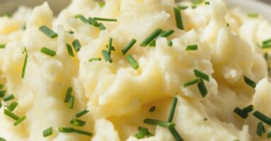 Mashed potatoes with chives and crown logo