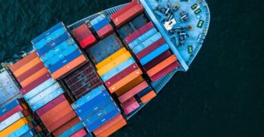 Cargo ship with boxes on it