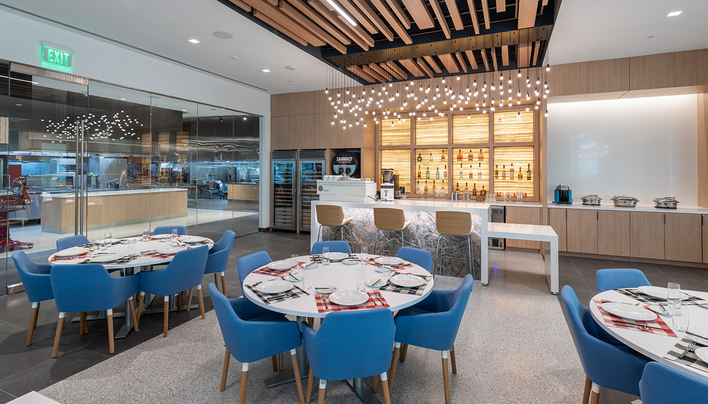 The dining room at the Middleby Innovation Kitchens showroom