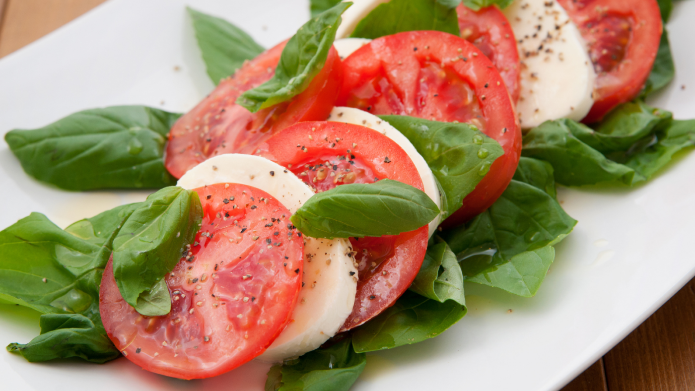 close up of Caprese salad