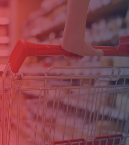 Grocery shopping cart with color overlay